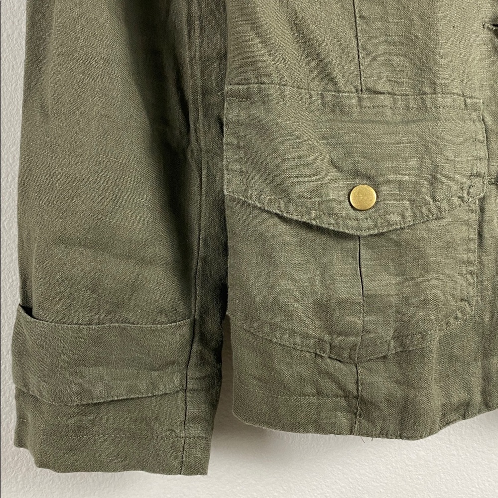 Bisou Bisou Michele Bohbot Linen Blazer Jacket | Olive - Picture 12 of 14